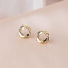 Rhinestone Twisted Earring 1 Pair - E3022 - As Shown In Figure - One Size