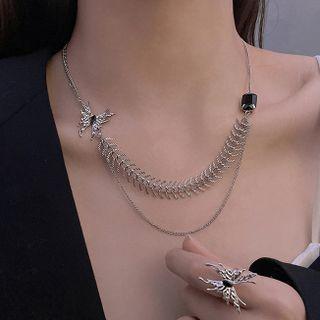 Butterfly Alloy Open Ring / Pendant Pendant Layered Alloy Necklace
