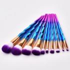 Set Of 10 : Gradient Makeup Brush Tm-004 - 10 Pcs - Rhinestone - Purple & White - One Size