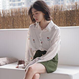 Flower Print Shirt Off-white - One Size