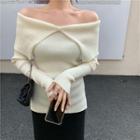 Off-shoulder Sweater / Knit Midi Pencil Skirt