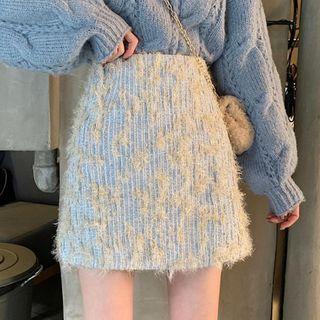 Fringed Trim Striped Mini Pencil Skirt