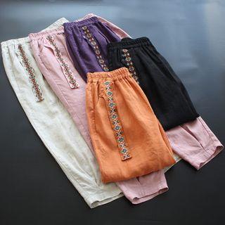 Embroidery Wide-leg Pants