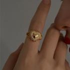 Heart Alloy Open Ring Gold - One Size