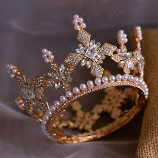 Wedding Faux Pearl Rhinestone Tiara Tiara - Gold - One Size