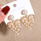Embellished Heart Earring 1 Pair - Gold - One Size