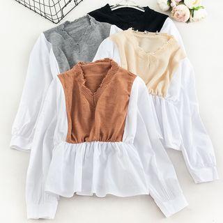 Knit Panel Peplum Top