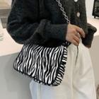 Zebra Print Chain Crossbody Bag Black - One Size