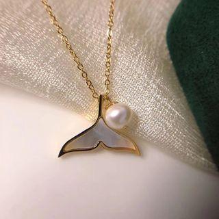 925 Sterling Silver Faux Pearl Mermaid Tail Pendant Necklace 1 Pc - Faux Pearl Mermaid Tail Pendant Necklace - One Size