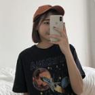 Round-neck Printed T-shirt Black - One Size