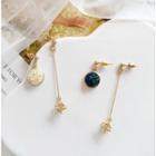 Non-matching Disc & Cube Dangle Earring