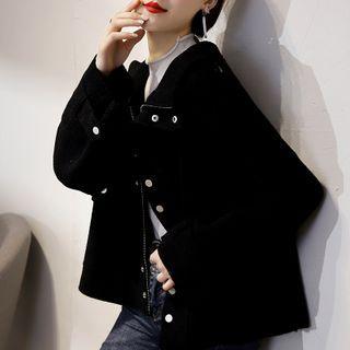 High-neck Zipped Jacket Black - One Size