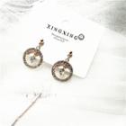 925 Sterling Silver Rhinestone Hoop Drop Earring / Clip-on Earring