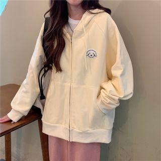 Long-sleeve Applique Zip Hooded Jacket
