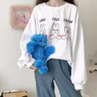 Rabbit Print Pullover Pullover - Off-white - One Size