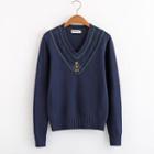 Embroidered V-neck Sweater / Vest