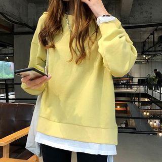 Drop Shoulder Loose Fit Side Slit Sweatshirt