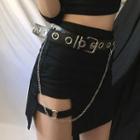Faux Leather Chained Belt Black - 120cm