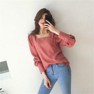 Square-neck Wide-cuff Blouse