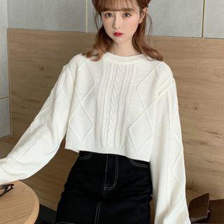 Linen Flower Cropped Sweater