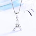 Rhinestone Tower Pendant 925 Silver - Without Chain - Silver - One Size