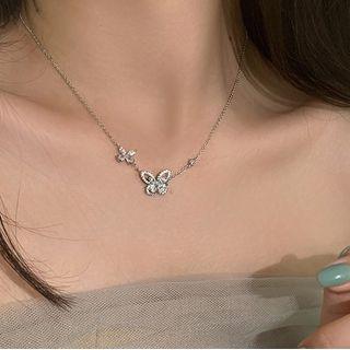 Butterfly Necklace Xl1835 - Silver - One Size