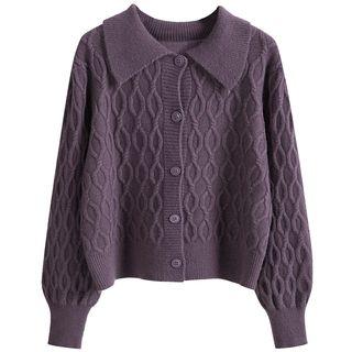 Collar Cable-knit Cardigan