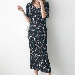 Floral Print Pleated Dress Floral - One Size