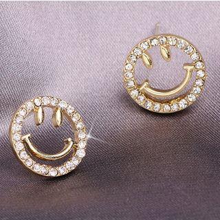 Rhinestone Smiley Earring 10 - 1 Pair - As Shown In Figure - One Size