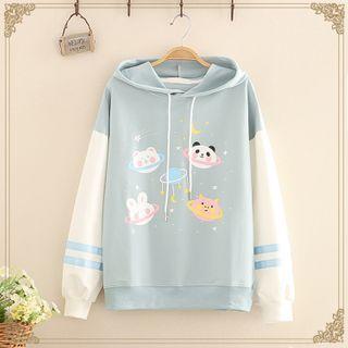 Animal Printed Color-block Hoodie
