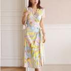 Short-sleeve Midi Printed Wrap Dress