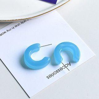 Acrylic Open Hoop Earring 1 Pair - S925 Silver - One Size