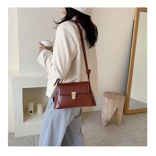 Push-lock Trapezoid Crossbody Bag