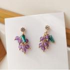 Grapes Faux Crystal Dangle Earring 1 Pair - S925 Silver Needle - Stud Earrings - Grape - Purple - One Size