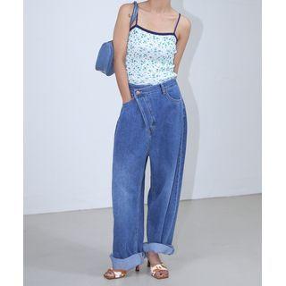 Diagonal-fly Wide Jeans