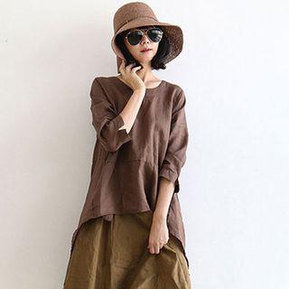 Plus Size Dip-back Elbow Sleeve T-shirt / Baggy Pants