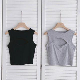 Plain Cutout Sleeveless Top