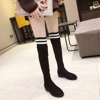 Contrast Trim Block Heel Over-the-knee Boots