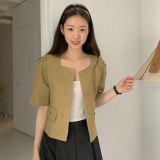 Square-neck Linen Jacket