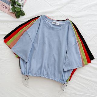 Drawstring Short-sleeve Crop Top