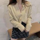 Cable Knit Cardigan / Argyle Print A-line Skirt