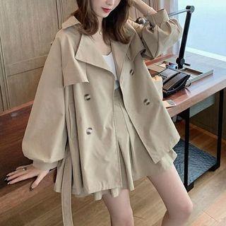 Set: Double Breasted Trench Coat + A-line Skirt