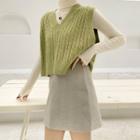 Knit Vest / Turtleneck Long-sleeve Top / Mini A-line Skirt
