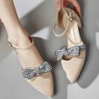 Pointy Gingham Bow Tie Sandals