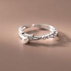 Faux Pearl Layered Open Ring 1 Pc - Silver - One Size