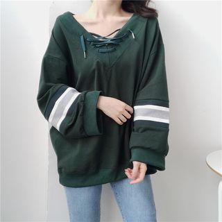 Tie-neck Striped Pullover