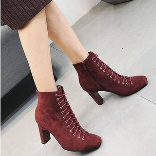 Square Toe Lace Up Ankle Boots