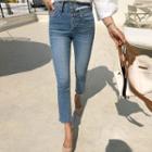 Slit-waist Slim Straight Jeans