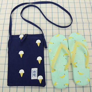 Print Mobile Crossbody Canvas Pouch