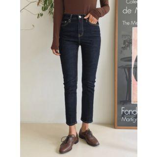 Stitched Cropped Slim-fit Jeans